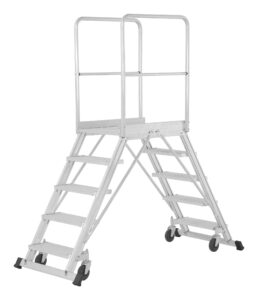 HYMER Podesttreppe fahrbar, beidseitig begehbar nach DIN EN 131-7  6889
