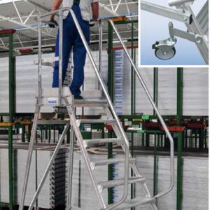 KRAUSE STABILO PodestLeiter fahrbar, einseitig begehbar mit Fußleiste und Handlauf  820631